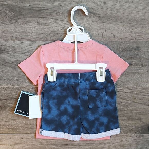 Andy & Evan New With Tags 6-9 Month Gone Surfing T-Rex Crewneck Tee & Shorts Set - Picture 6 of 12